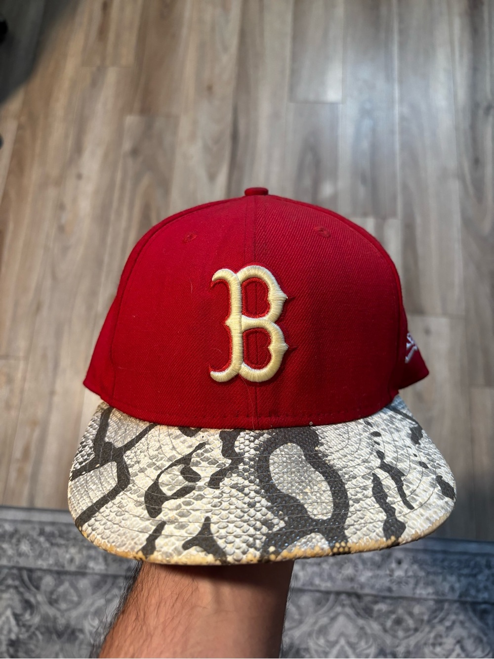7 3/8 New Era Boston Red Sox Snake-Skin Brim Hat